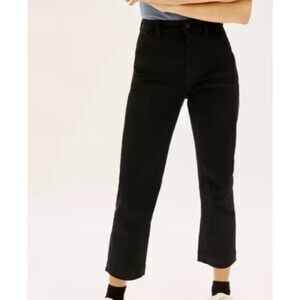 Everlane The Straight Leg Crop Pant 0 Black Twill Stretch Cotton NWT B71